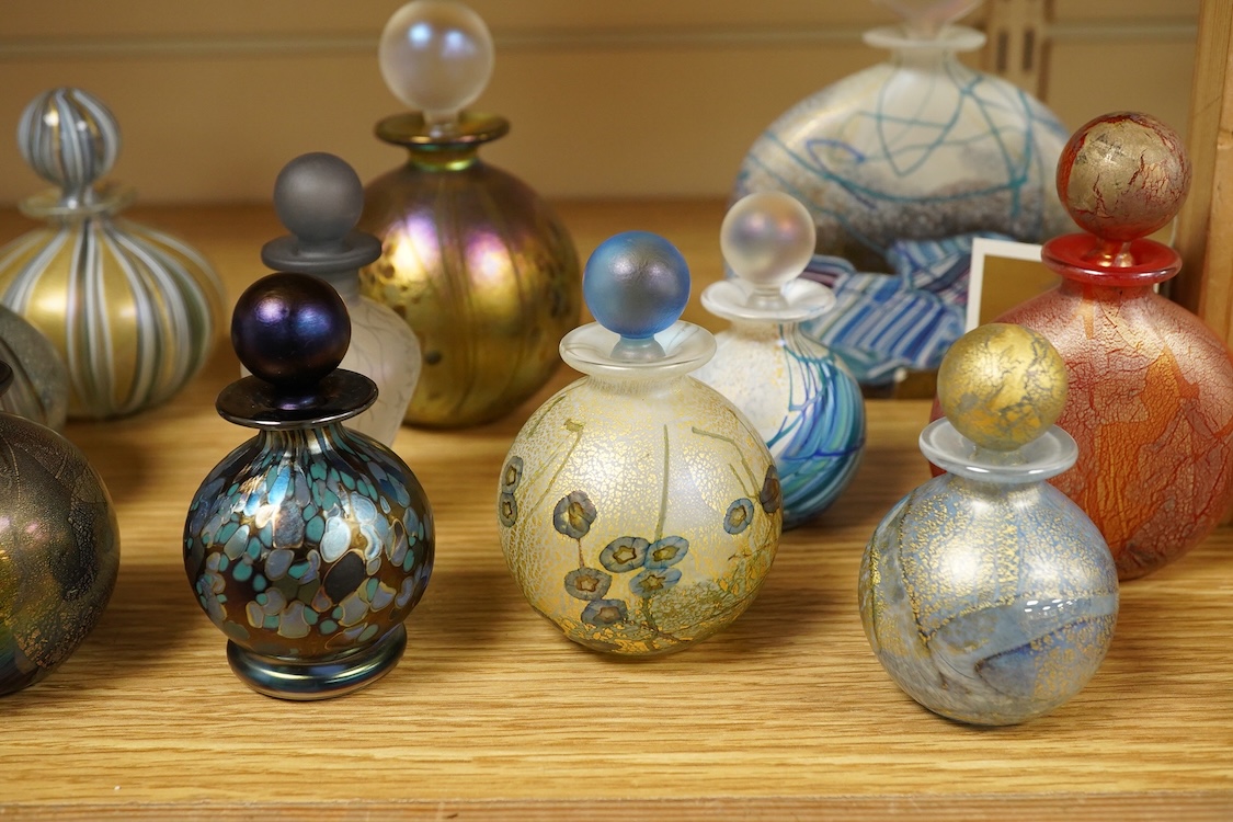 A collection of thirteen Isle of Wight scent bottles, tallest 15cm